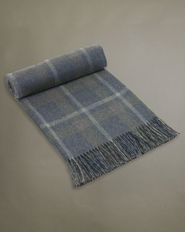 Crailing Check Lambswool Blanket Grey
